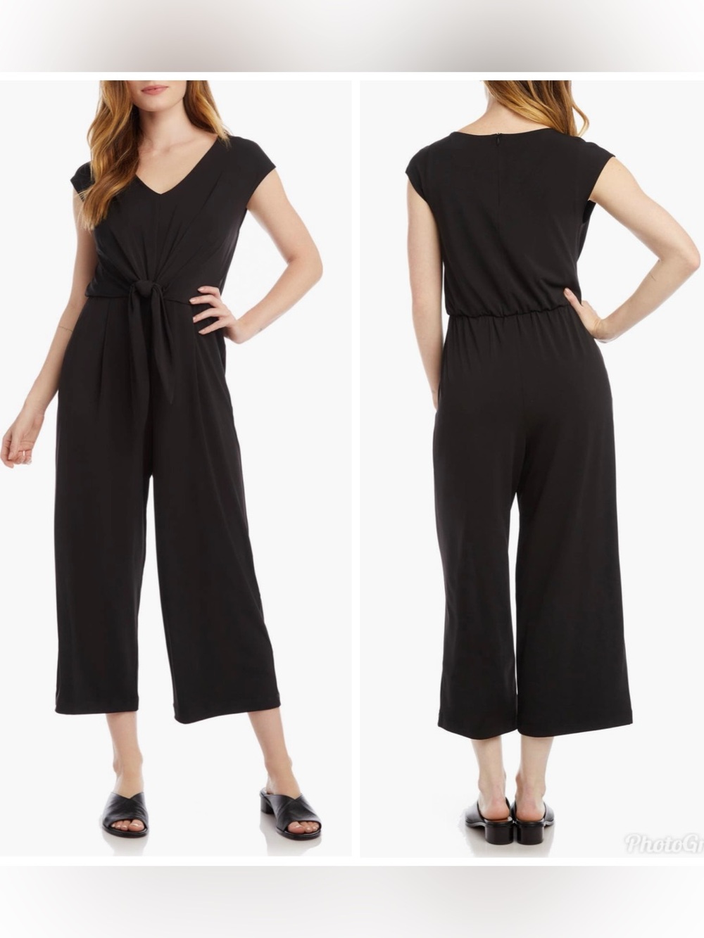 Karen Kane Tie Front Crop Wide Leg Jumpsuit size XL